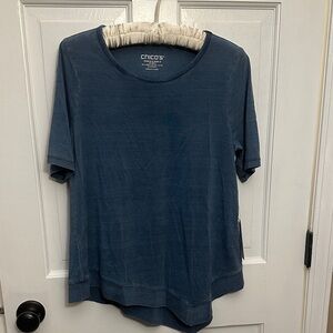 Chico's Deep Blue Short Sleeve Top